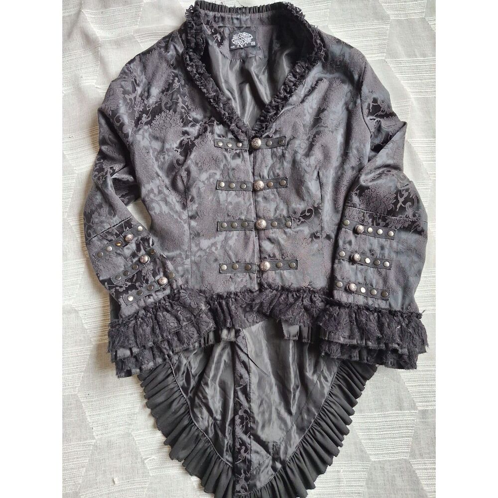 Hot Topic Hearts & Roses Black Brocade Gothic Victorian Jacket Women's 16 - Picture 4 of 10